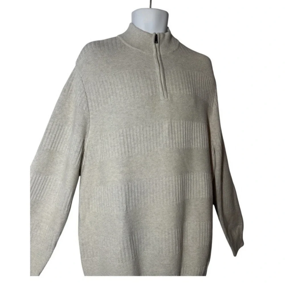 NWT!  Men's XXL 100% Cotton Cream Quarter Zip Turtleneck Sweater by CHAPS